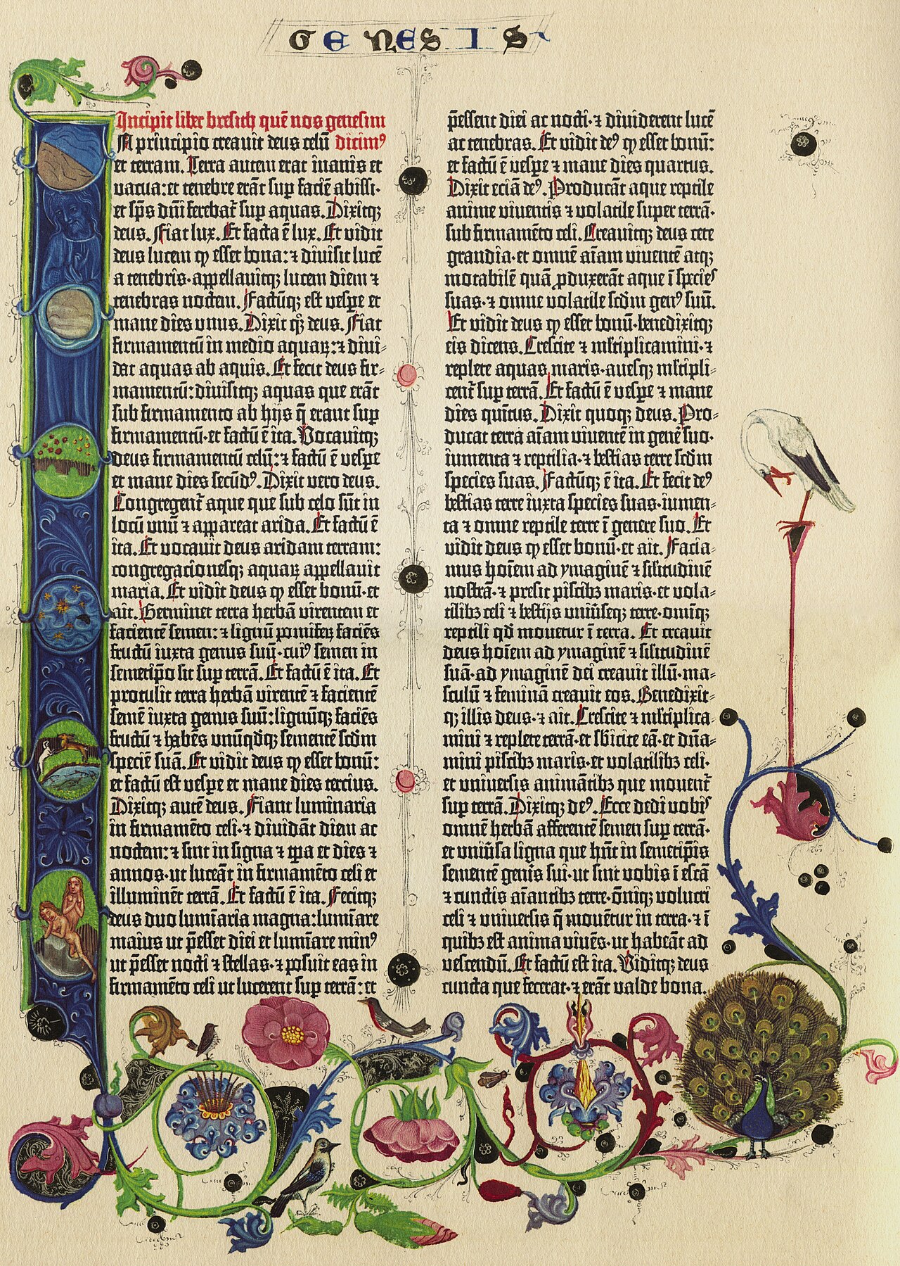Genesis opening of a 42-line Gutenberg Bible, Staatsbibliothek Berlin copy.
