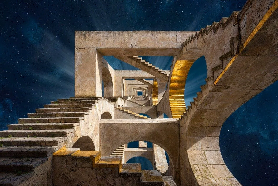 An endless staircase walk folding back on itself.
