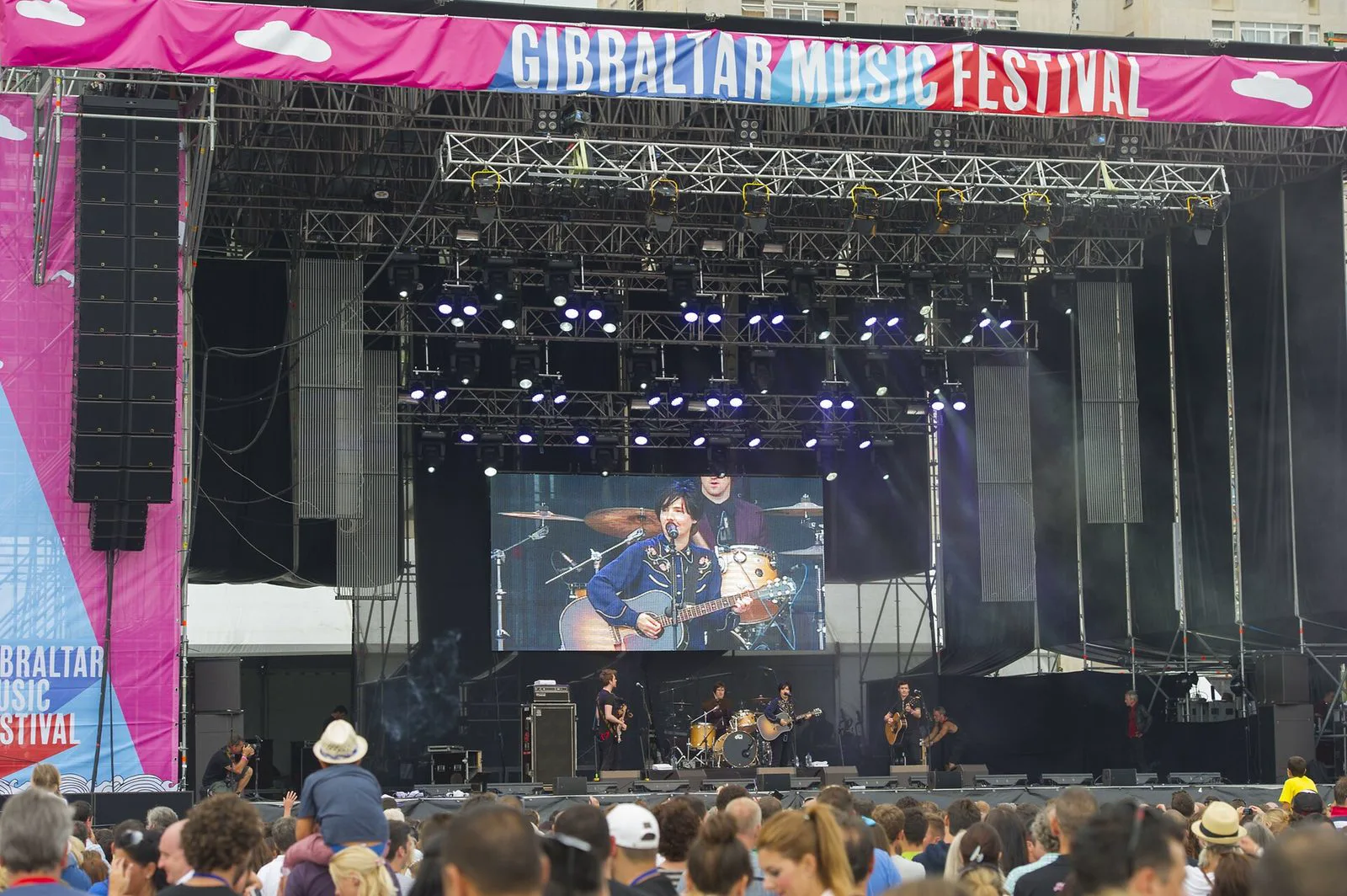 The band Level 42 playing on stage at the Gibraltar Music Festival, 2013.