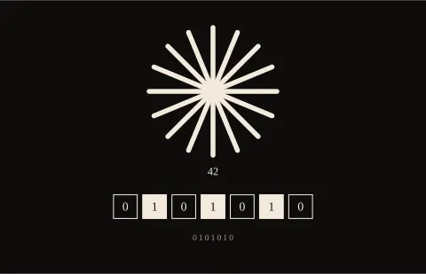 A large asterisk above the 7-bit pattern 0101010, which is decimal 42.