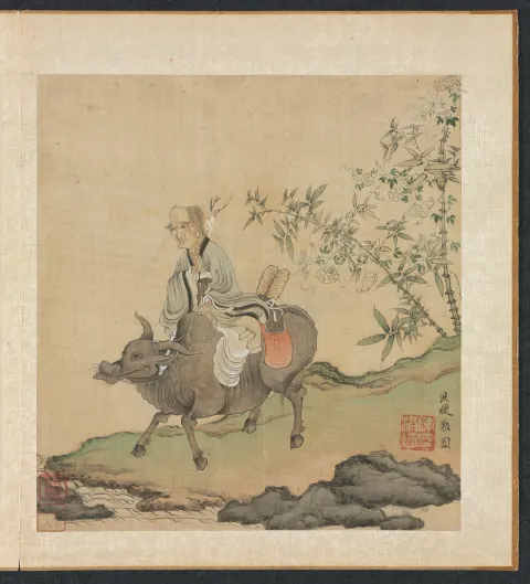 Chen Hongshou's painting of Laozi riding an ox.